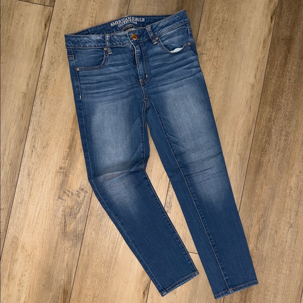 American Eagle Outfitters Women's Dark Blue Skinny Jeans - Jegging Ankle Size 8